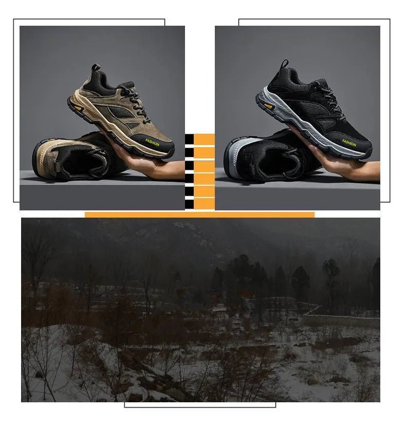 Men Sneakers Casual Breathable Hiking Walking Shoes Man Outdoor Fashion Leather Anti-slip Climbing Trekking Sneakers Footwears