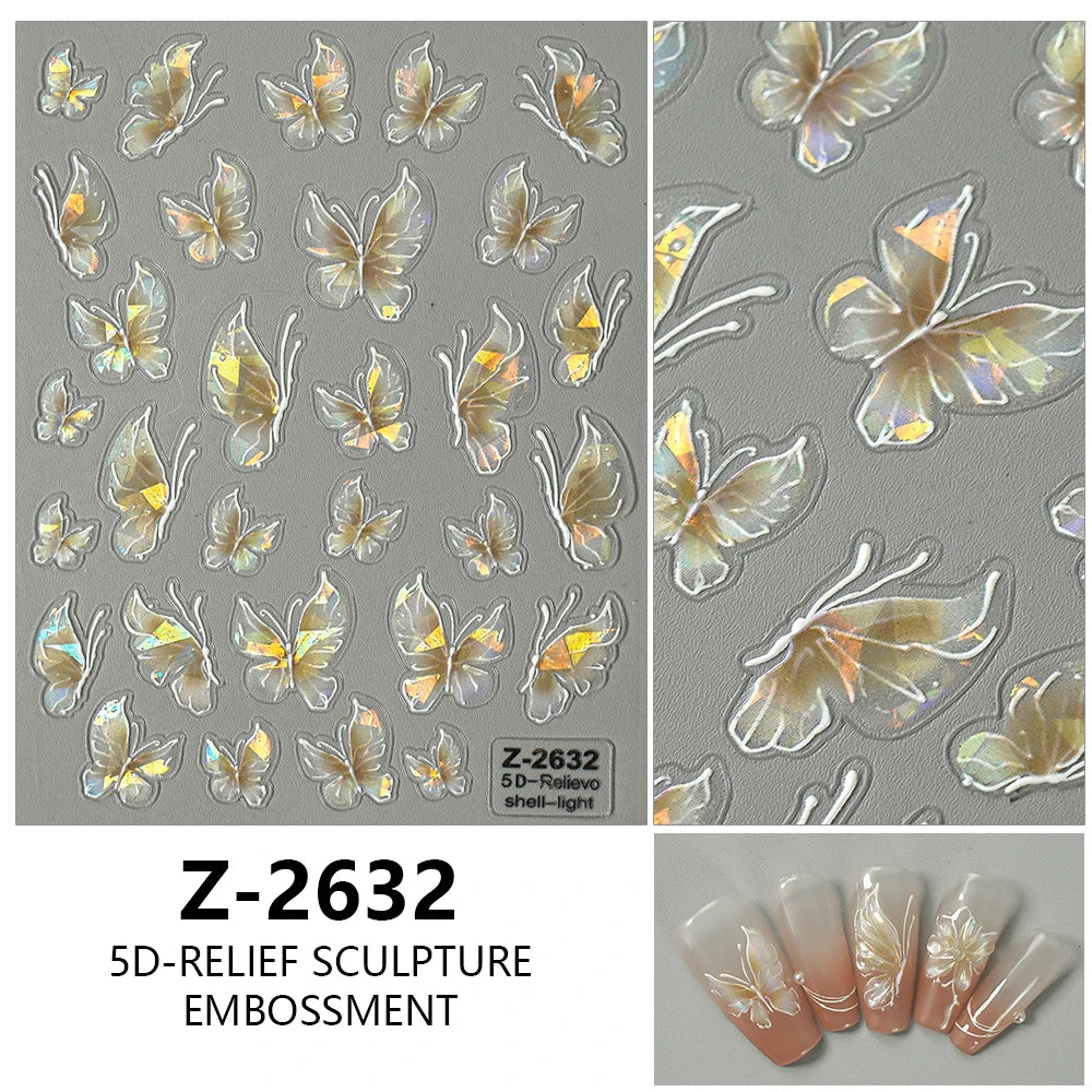 Leidankou 5D Schmetterling Nail Art Aufkleber - 14x7.2cm 1St