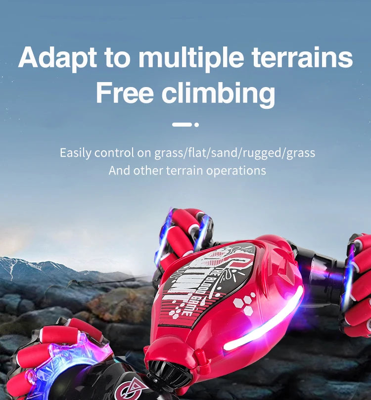 Mașină RC 4x4 cu telecomandă, cărucior cu gesturi detectabile, 1/12, RC Drift Car cu lumină LED, deformare, jucării inedite pentru copii