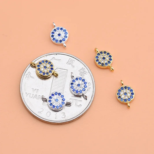 Fine DZ106 Zirkonia Auge - 925er Silber Doppelring Charm