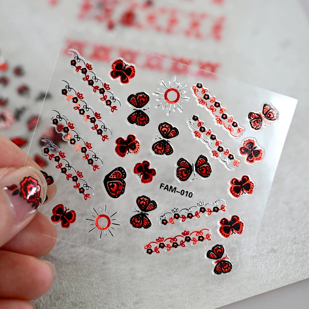 MingLee Nail Art Schmetterling Rose - 30 Stk, Selbstklebend