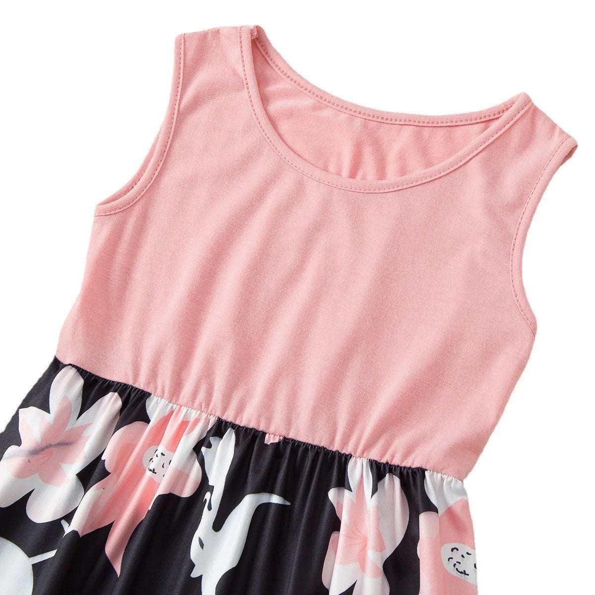 New 2022 Mother Daughter Summer Dresses Sleeveless Flower Patchwork Sundress Mom Mommy and Me Dress Family Matching Outfits