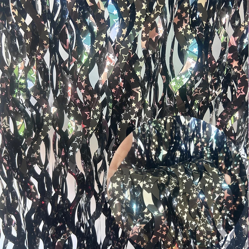 PartyPro Lametta Vorhang Glitzer - 1x2 m, Folie, leicht