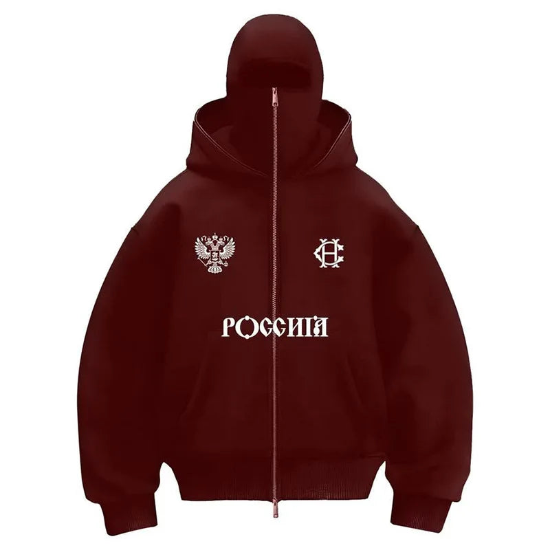 Trendy Balaklava Hoodie - Reißverschluss Größe M Unisex