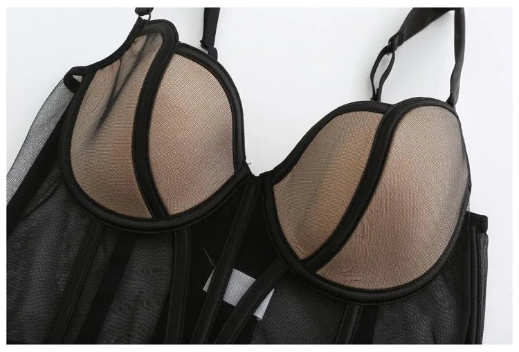 Frauen Push Up Transparent Lingerie Neu elegant Shaper BH Dünn Beauty Rücken Unterwäsche Weiblich Fischgräte Gaze Bralette