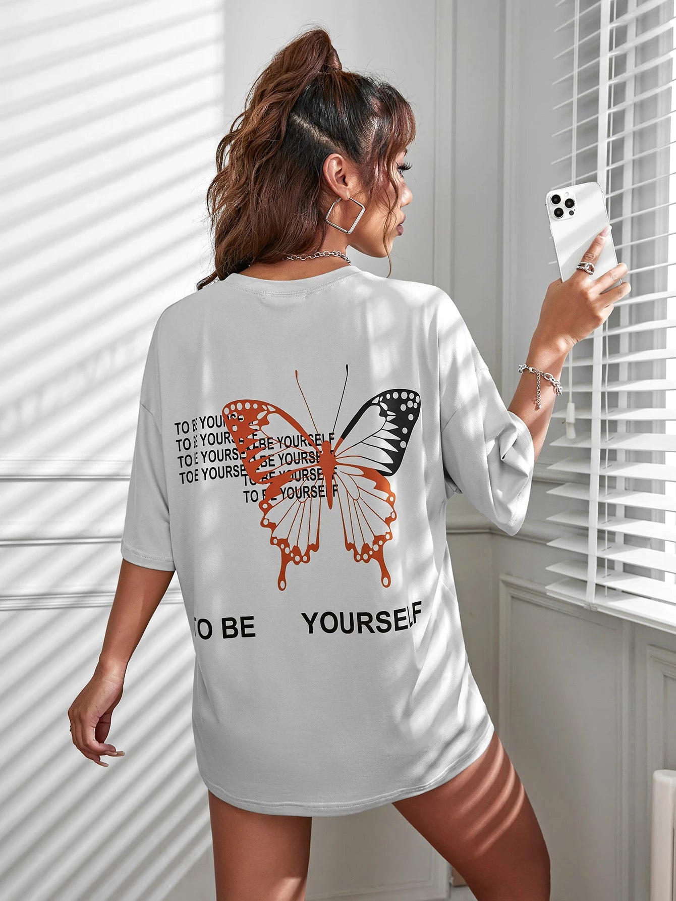 To Be Yourself Letter T-Shirts Women Street Funny Tshirt O-Neck Breathable Cotton Clothing Summer Fashion Casual T Shirt Female