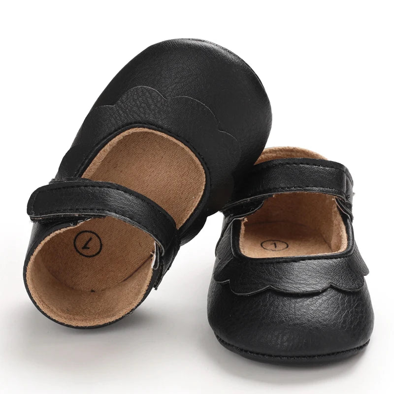 Baby Mädchen Schuhe 2025 - Fashion Einfarbig Leder Blume Prinzessin - Weiche Gummisohle Rutschfest Casual Erste Laufschuhe