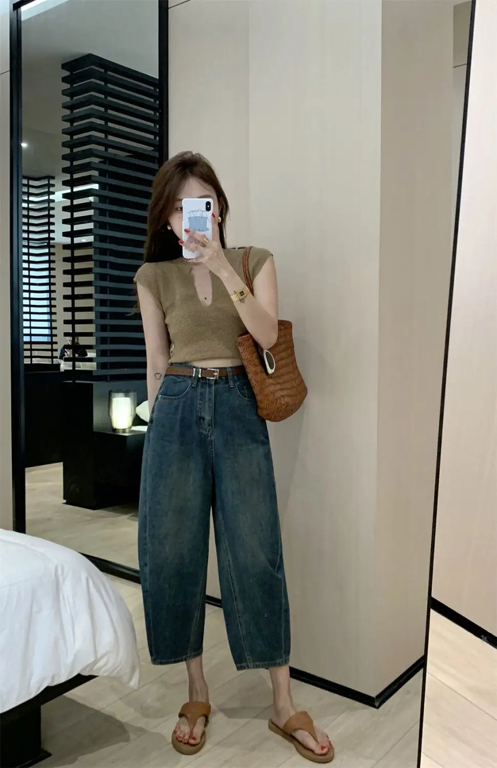 Jeans Women Solid Vintage All-match Spring Ladies Creativity Cool Simple Korean Style Daily Gentle Tender Graceful Age-reducing
