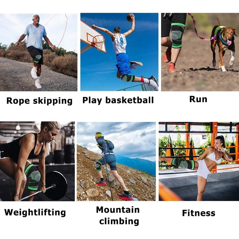 Knee Compression Sleeve with Adjustable Straps for Running Working Out and Sports Wearing Hiking Soccer Basketball Running Sport