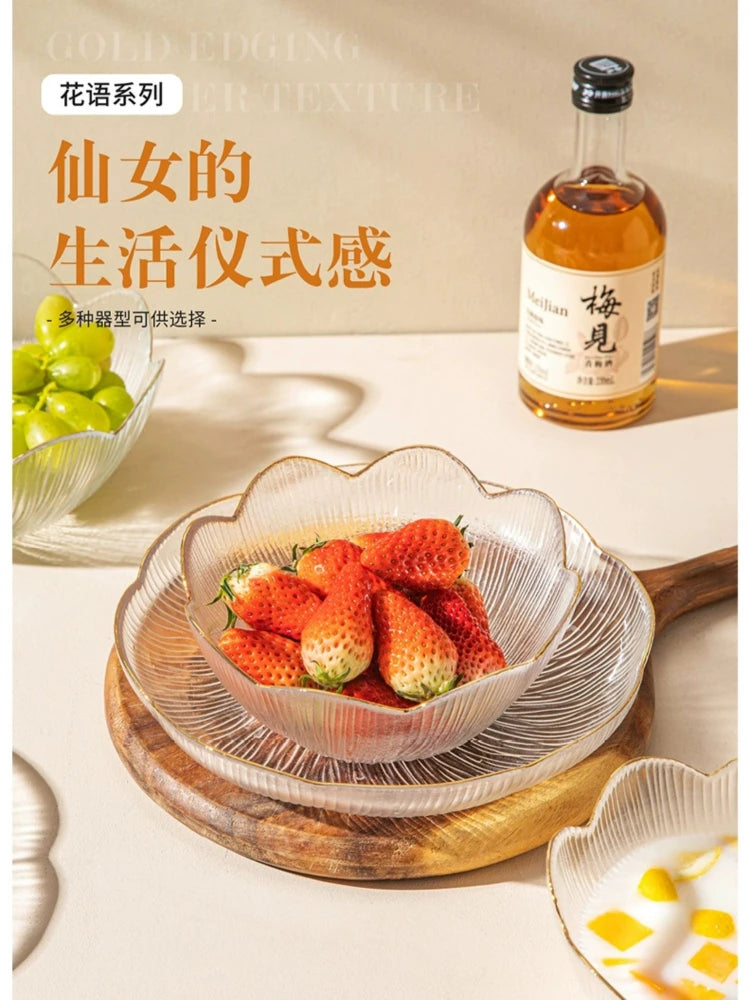 Luxus Glas Geschirr Set Haushalt Küche Zubehör Teller Und Schüssel Modern Hohe Beauty Dessert Schüssel Dim Sum Snack Teller