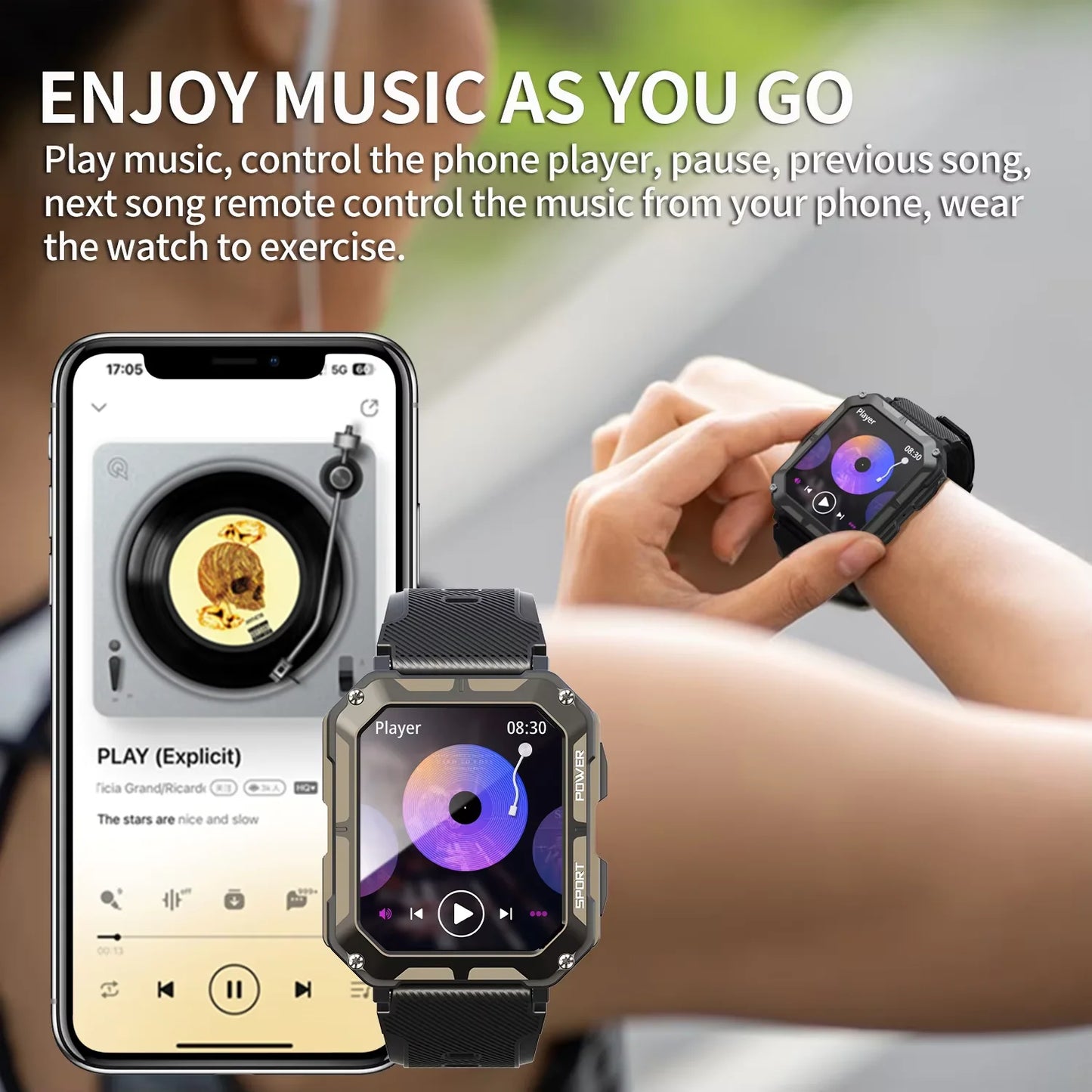 C20Pro Sports Smart Watch Männer Bluetooth Anruf Smartwatch IP68 Wasserdicht Multi Sports Mode Gesundheitsüberwachung Militär Smartwatch