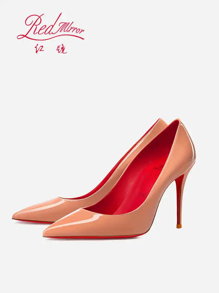 elegant woman heeled shoes 2024 trend luxury Brand Women High Heels Red Shiny Bottoms shallow Pumps Pointed Toe elegant Women 12cm