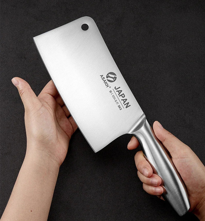 Chef Knife 7-piece Set Stainless Steel Hollow Handle Slice Meat Cleaver Chopping Knife Kitchen Scissors with Sharpening Rod