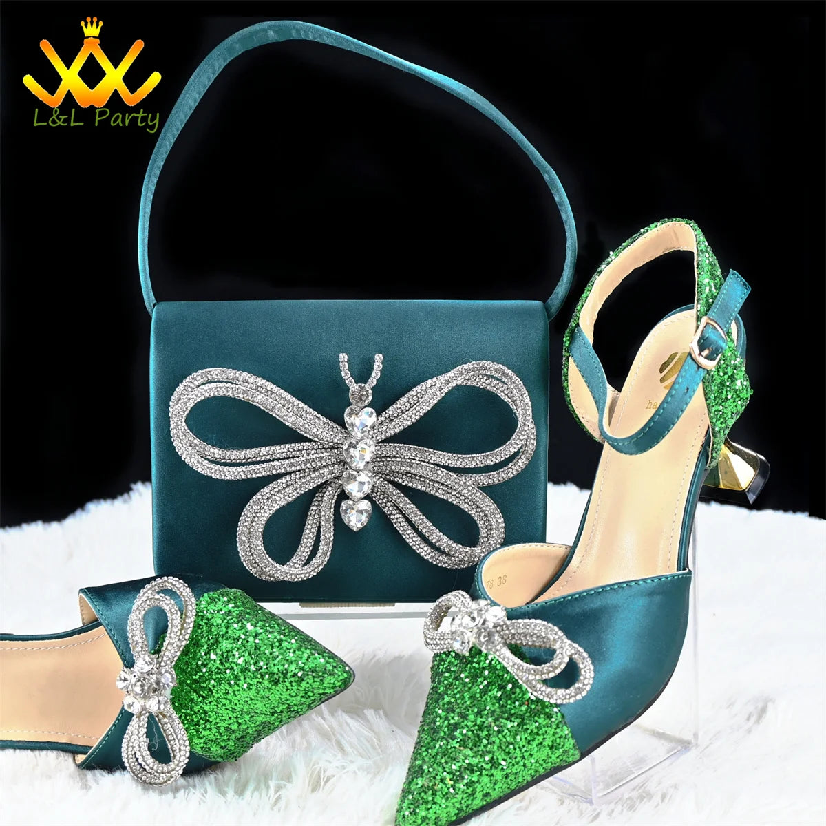 Elegant New Design 2024 Winter Design Italian Women Shoes and Bag Set in Fuchsia Color High Quality Pointed Toe For Party