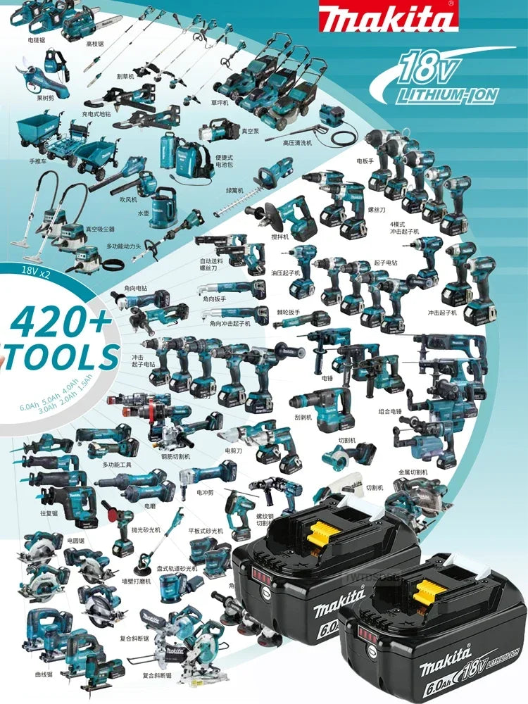 Batería Makita genuina de 18V, batería de herramientas eléctricas recargable de 6Ah, 18V makita con reemplazo de iones de litio