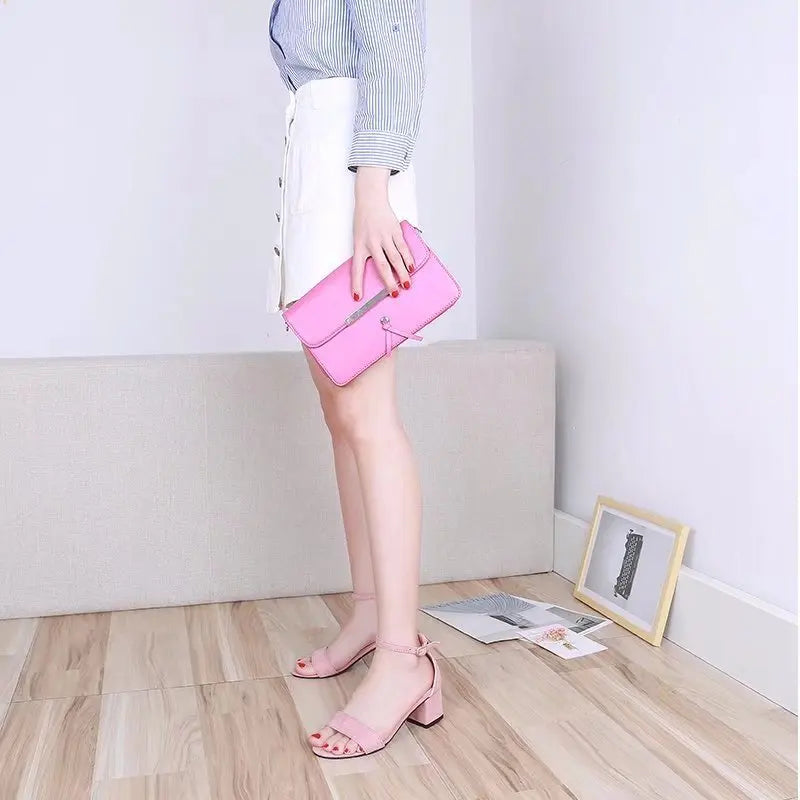 Heeled Sandals Women 2024 Elegant Woman Shoes with Low Heels Luxury Designer Block Heel elegant Best Selling Products