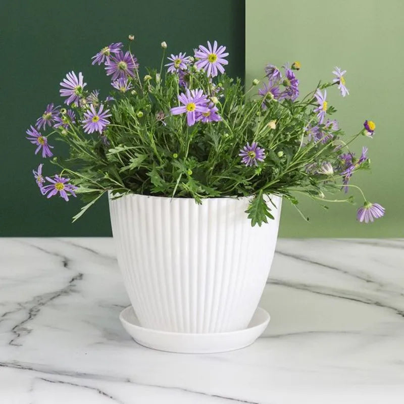 Home Garden Pots with Tray Planters Flower Plant Pots Multi Color Flower Seedling Nursery Pots with Tray for Outdoor Indoor FU