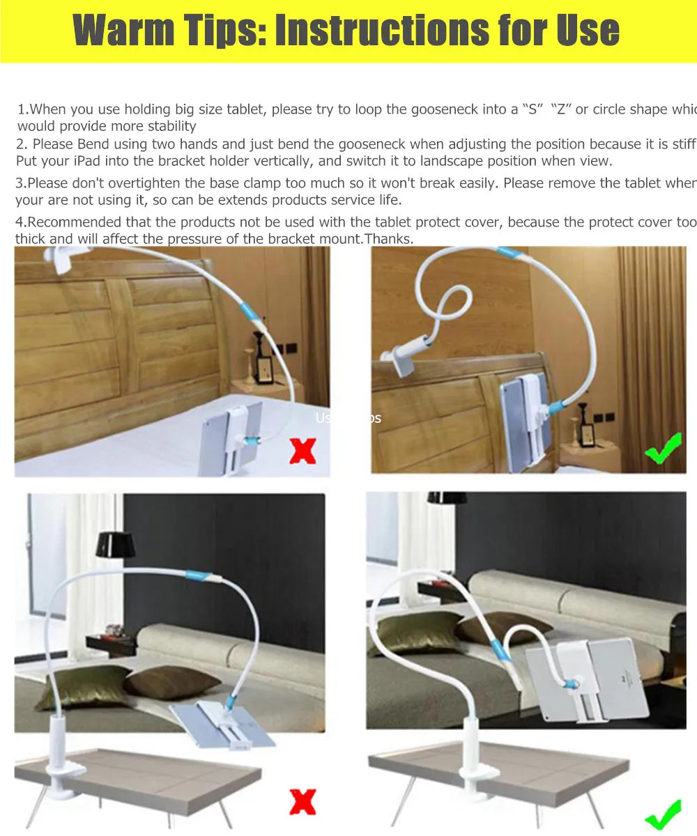 Tablet-Halterung 2025: Flexible Long Arm Stand 5-11'' Phone Tablet Support Xiaomi Samsung iPad Collection