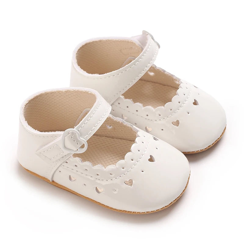 Einfarbige Baby Mädchen Mary Jane Schuhe 2025 - Weiche Gummisohle Anti-Rutsch - Frühling Herbst Prinzessin Schuhe 0-18M