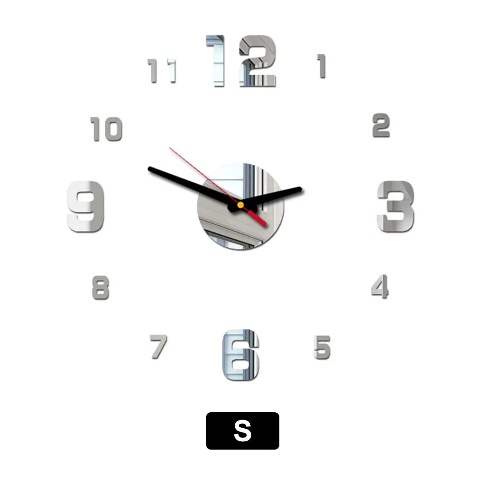 Modern Design Wall Clock 3D DIY Silent Wall Clocks Acrylic Mirror Stickers for Bedroom Bedside Clock Easy Install