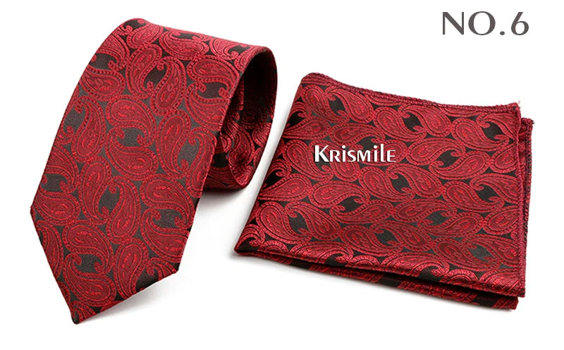 Novelty Paisley Tie Pocket Square Set For Men Skinny Slim 6cm Necktie Fit Business Wedding Party Stage Host Daily Wear Accessory