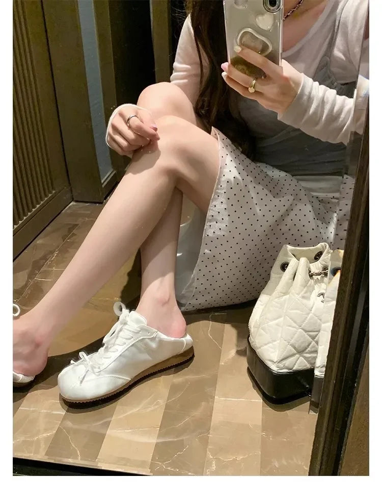 Comemore 2025 Neu Sommer Damen Ballet Stil Süß Mädchen Sport Board Schuhe Mode Satin Schleife Freizeit Flats Damen Komfortabel