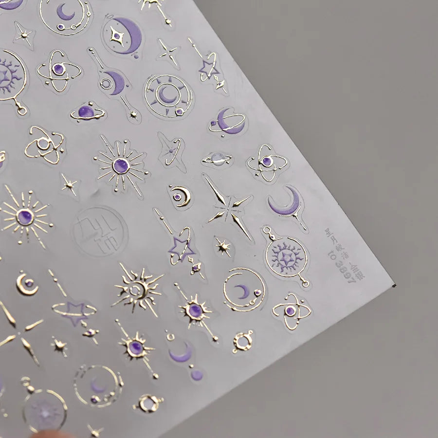 Golden Nail Art Stickers Butterfly Moon Star Series DIY High Quality Bronzing Nail Foil Manicure Decal Decoration Nail Stickers