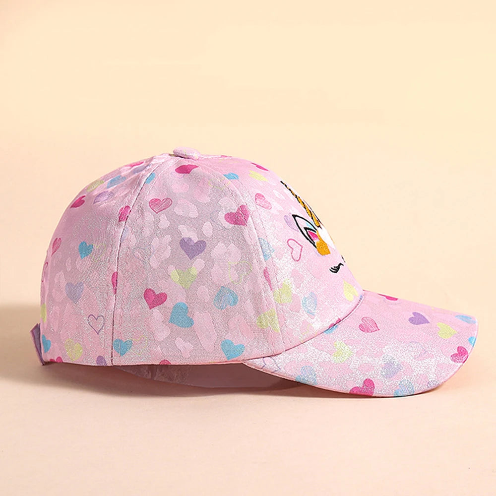 Outdoor Baseball Caps Kids Children's Love Unicorn Pattern Students Hat Girls Sunshade Baseball Cap For Kid Girl 4-12 Years
