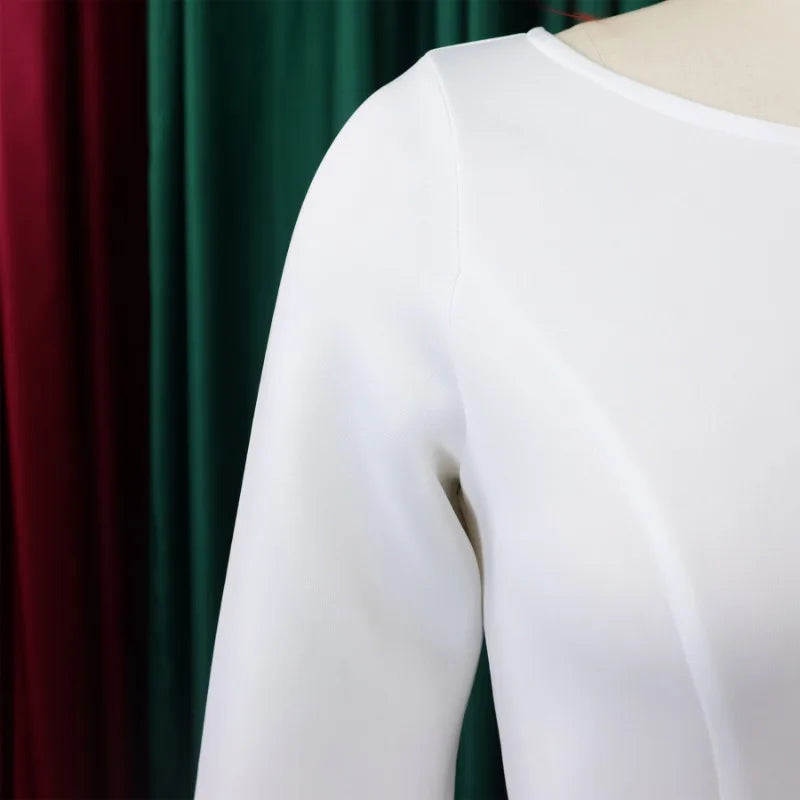 Elegant Women Party Dresses A Line with Waist Belt Three Quarter Sleeves Classy Office Ladies Wedding Guest Gowns Female