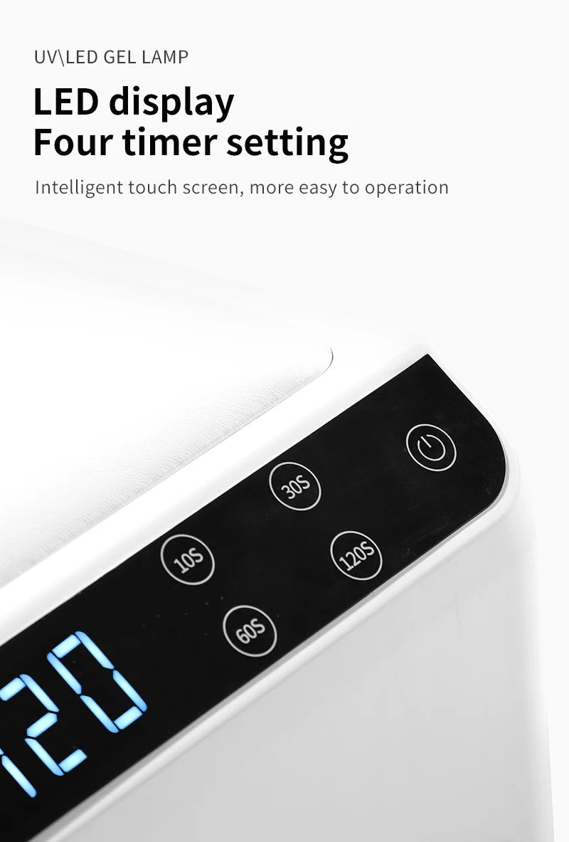 Lampă de unghii UV LED 2 în 1 cu pernă pentru braț pentru ojă gel, uscător de unghii cu lumină 72W și 4 temporizatoare pentru salon sau uz casnic