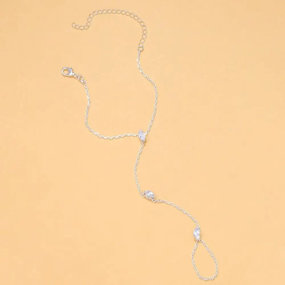 Luna Vela Mehrschichtig V-Form Fußkettchen - Kristall 22cm