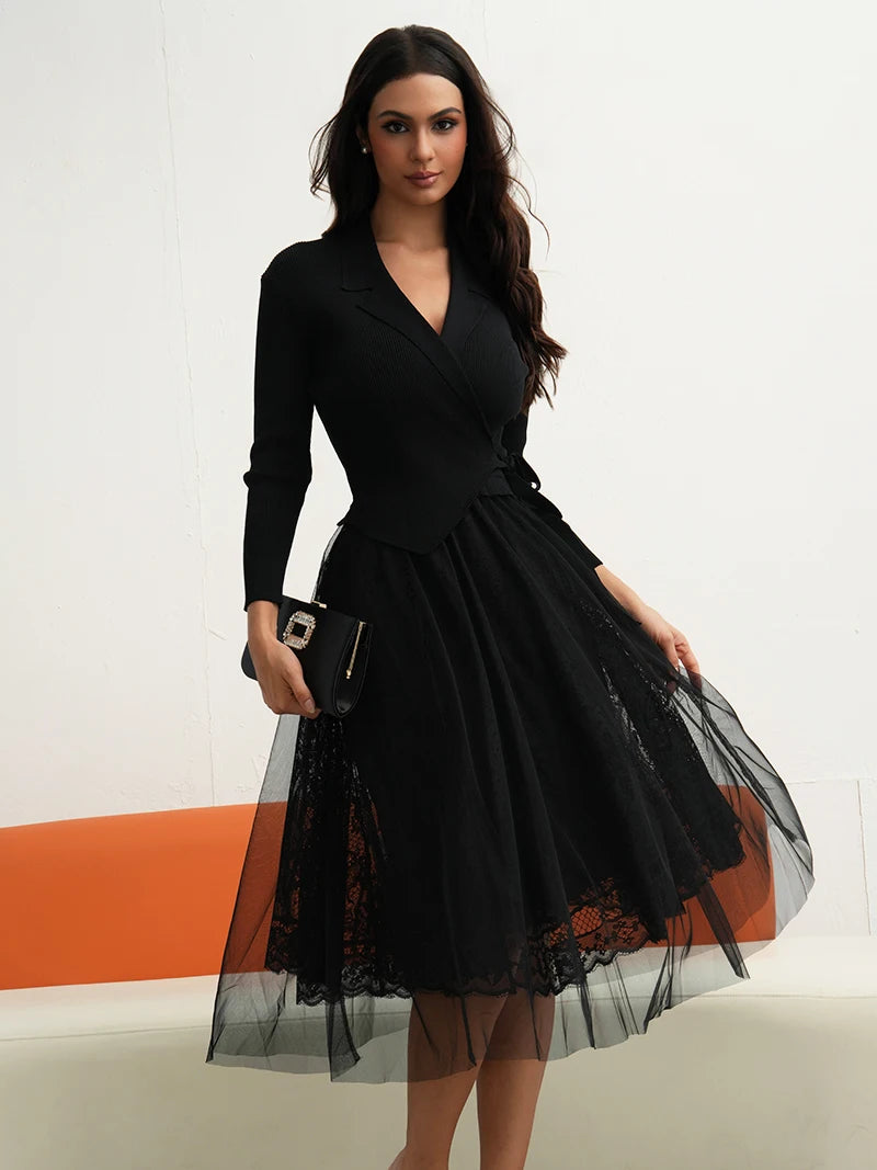 Set rochie tricotată Ropa De Comoda - Mărime normală, Lungime până la jumătatea gambei, Conținut material 31-50%