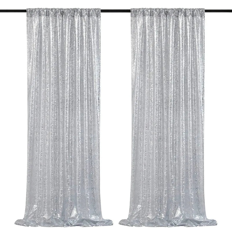 Sequin Backdrop Curtains - 2 Panels 2x8FT,Gold/Silver Backdrop Party Wedding Baby Shower Curtain Sparkle Photography Background