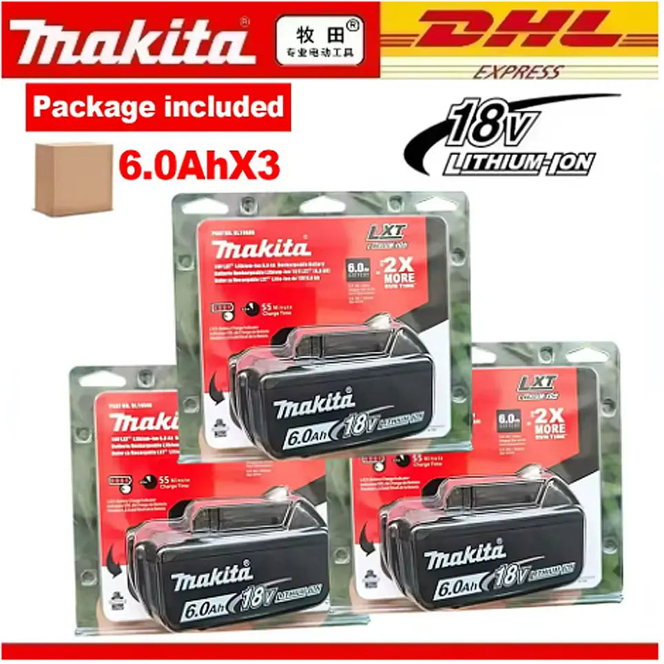 Genuine Makita 18V Battery With Charger,Makita 18 V Battery 6.0Ah 5.0ah,,Rechargeable Lithium Ion For BL1850 LXT400 Power Tool