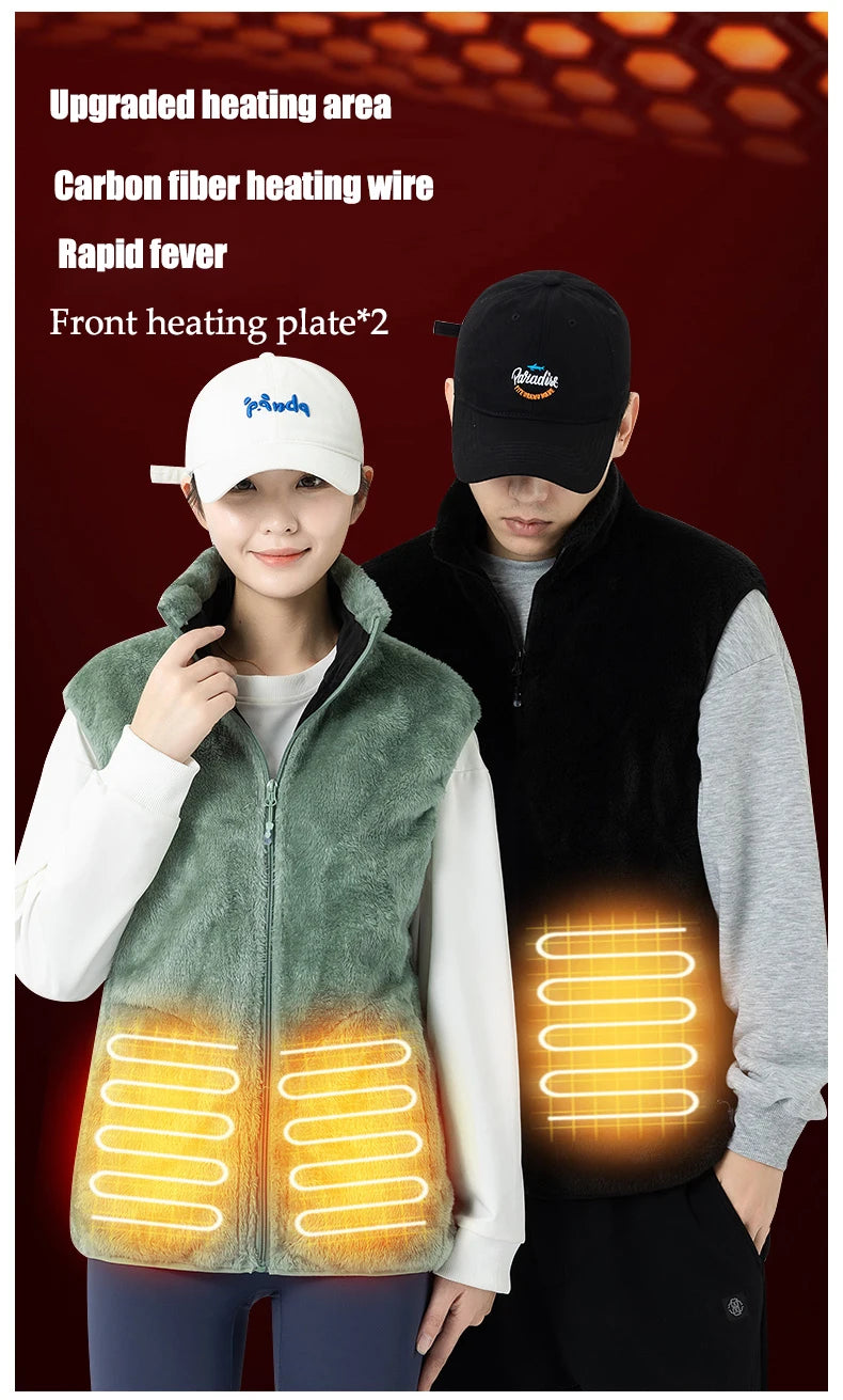 Ippolich 9-Zonen Smart-Heizjacke - Korallenfleece USB M-XL