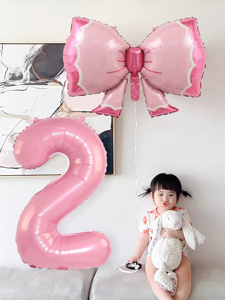 Choice 32 Zoll Zahl Folienballon Schleife - 2 Stück Rosa