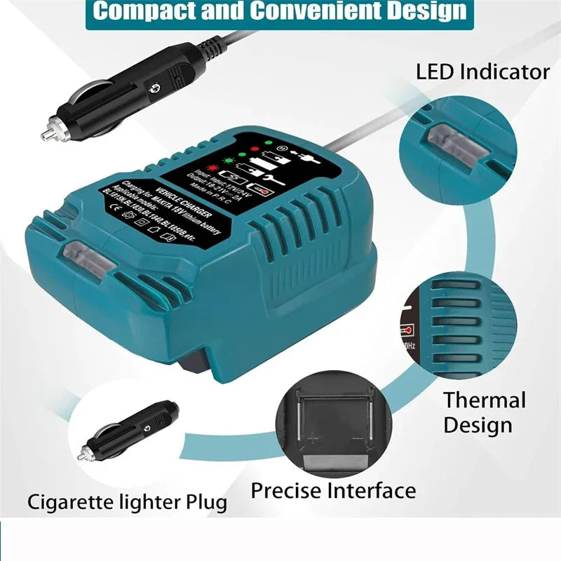 Auto-Ladegerät 2025: ZWINCKKY Portable Vehicle Charger Makita 18V Li-ion Battery - Replacement Compact DC 12V/24V Car Charger LED Indicator Collection
