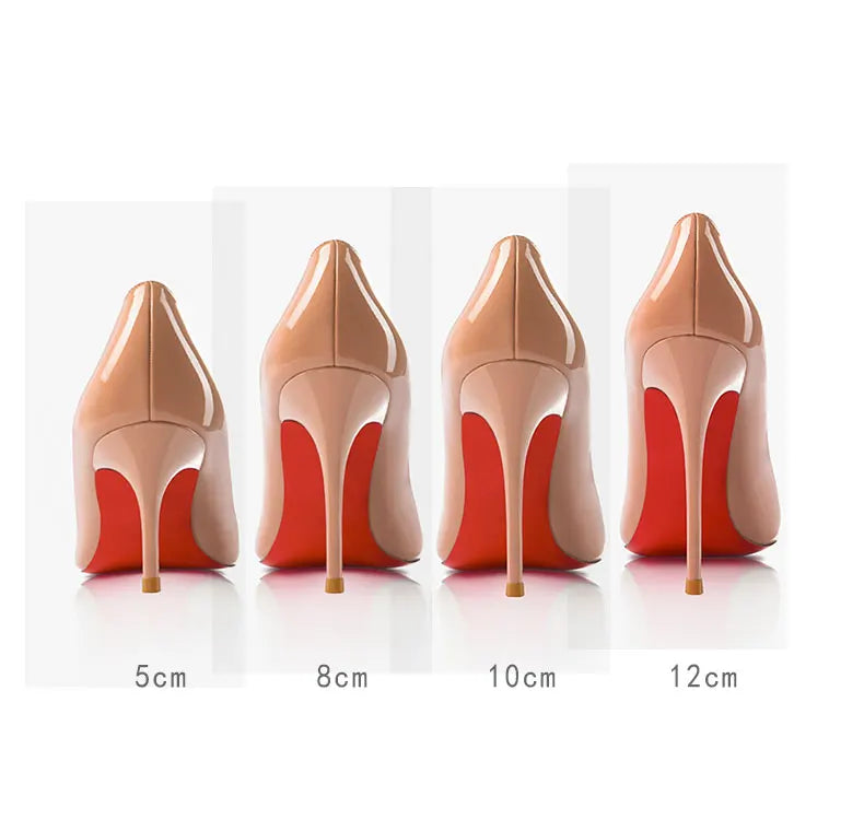 elegant woman heeled shoes 2024 trend luxury Brand Women High Heels Red Shiny Bottoms shallow Pumps Pointed Toe Sexy Women 12cm