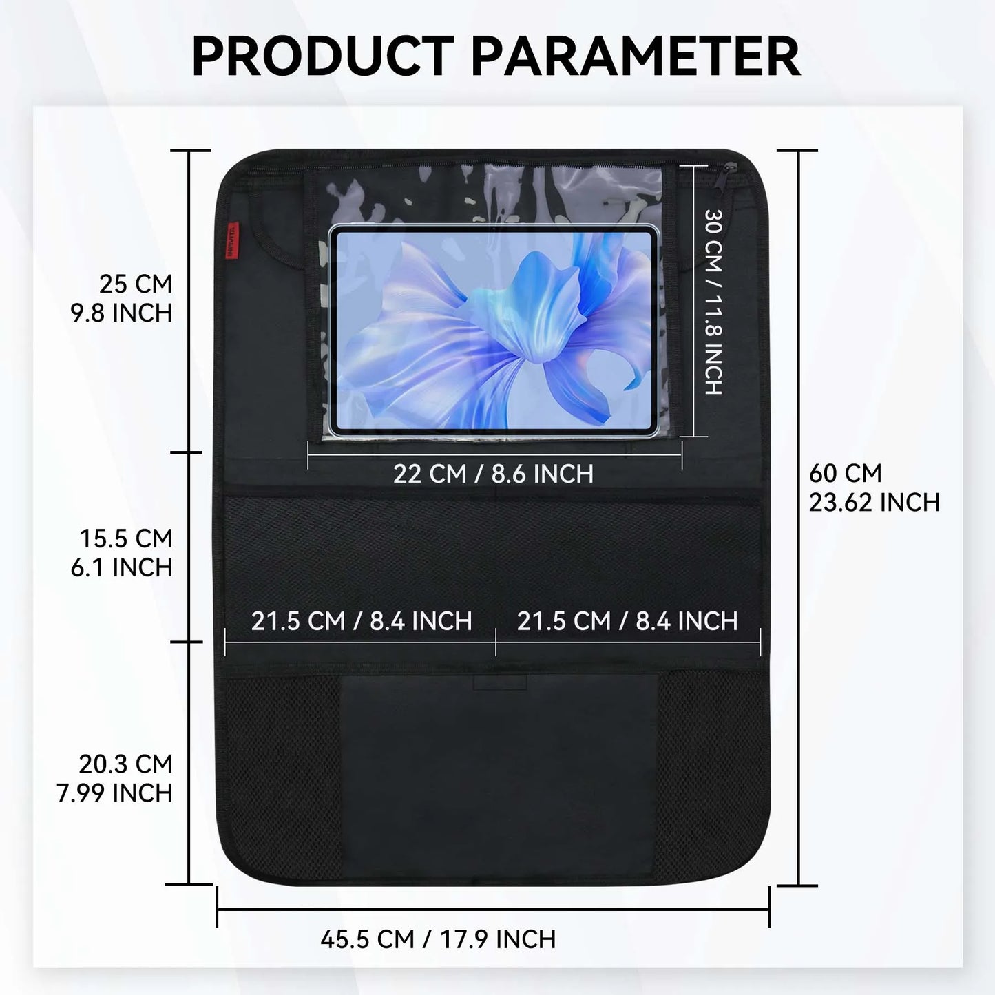 1STK Auto Sitz Tasche Faltbar - 10L 45x30cm Oxford Pro