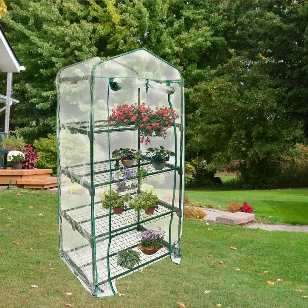 Greenhouse Cover Transparent Rainproof 4-layer PVC Cover Mini Greenhouse Replacement Cover for garden home