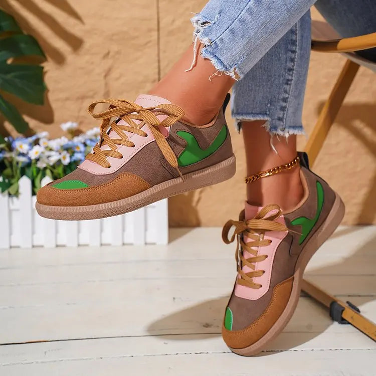 Sneakers Women Fashion Platform Casual Single Shoes Breathable Flat Bottom Lace Up Lightweight Sneakers Shoes Zapatos De Mujer