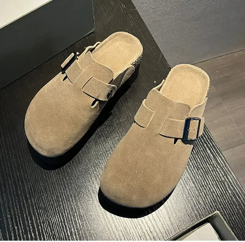 Fashion Outdoor Slip On Beach Sandalias Women's Suede Mules Slippers Platform Flats Boston Clogs Sandals