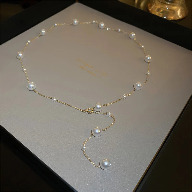 K-Pop-Perlen-Kette 2025: Gold Long-Necklace Goth - Fashion Gifts Collection