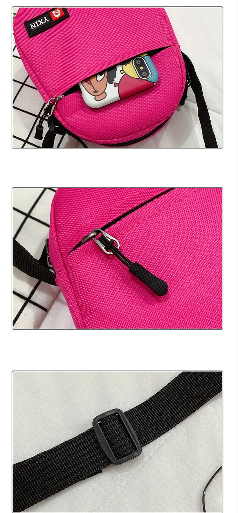 Female Crossbody Bag Ins Fashion Solid Color Zipper Mini Canvas Bag Vertical Square Messenger Waist Bags For Women Сумка Женская