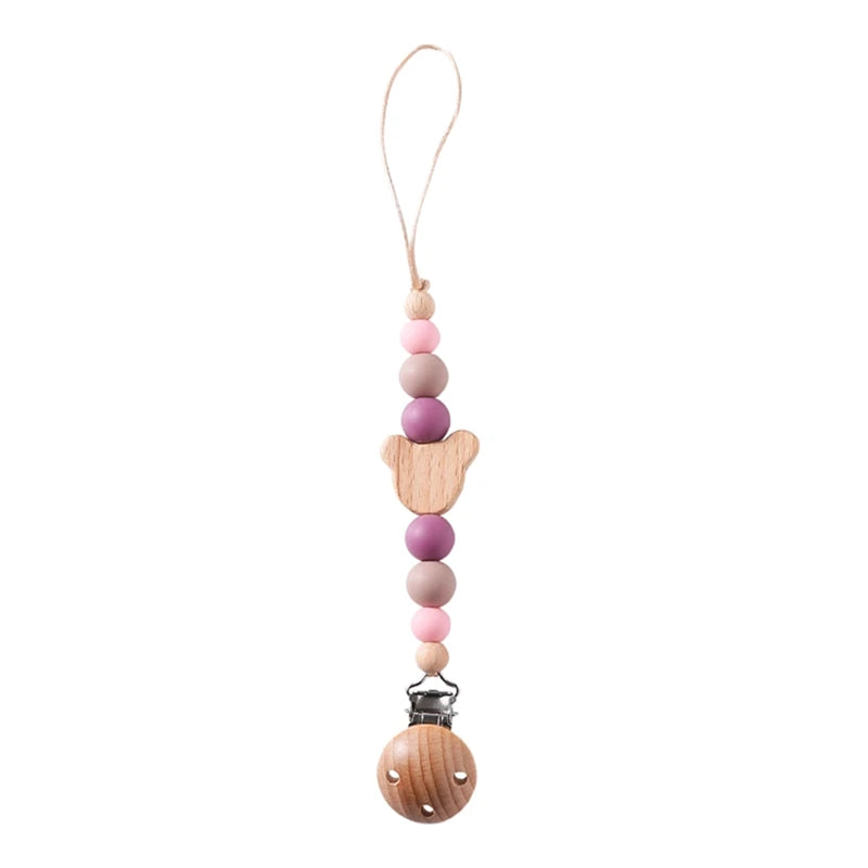 Baby Pacifier Chain Star Customizable Beads Wooden Pacifier Clips BPA Free Handmade Holder Chain Infant Nursing Teether Chain