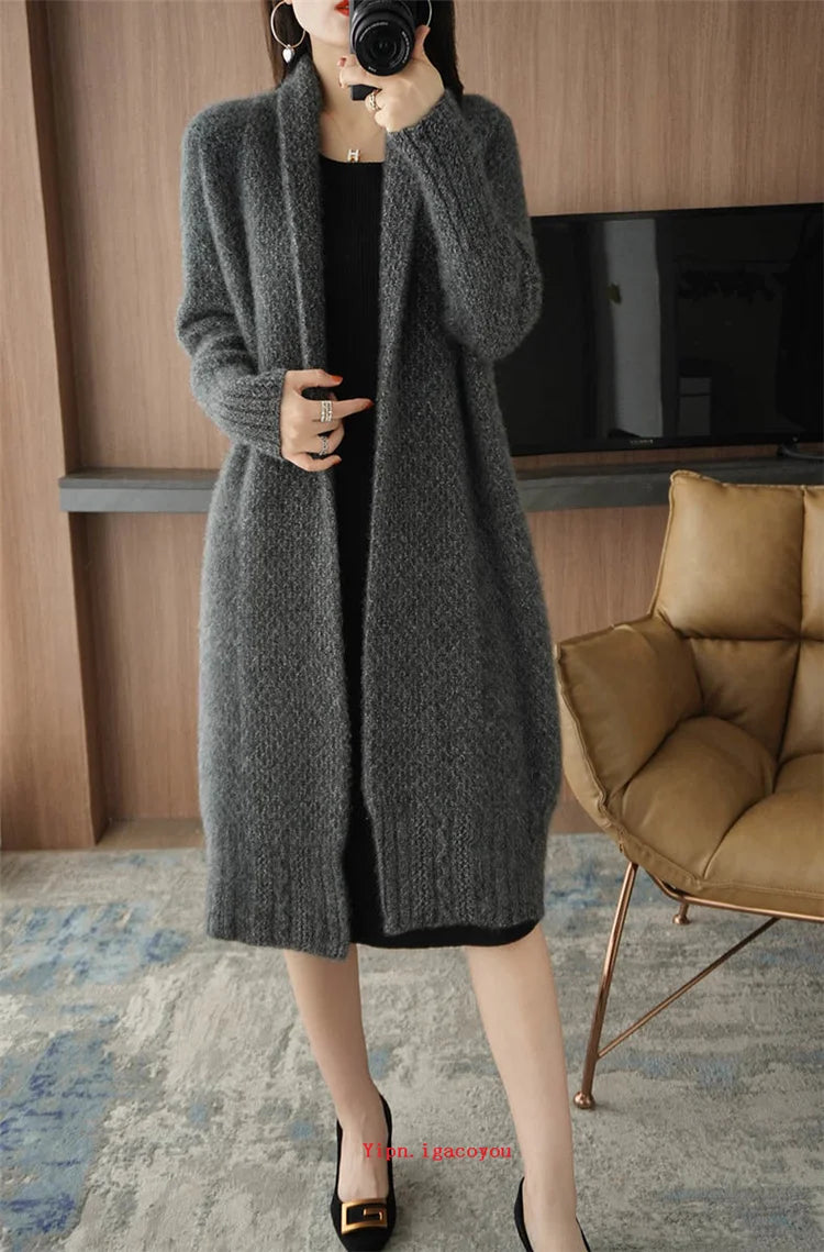 Yipn.igacoyou Cardigan Strickjacke Locker - Länge 66 cm Größe S-XL