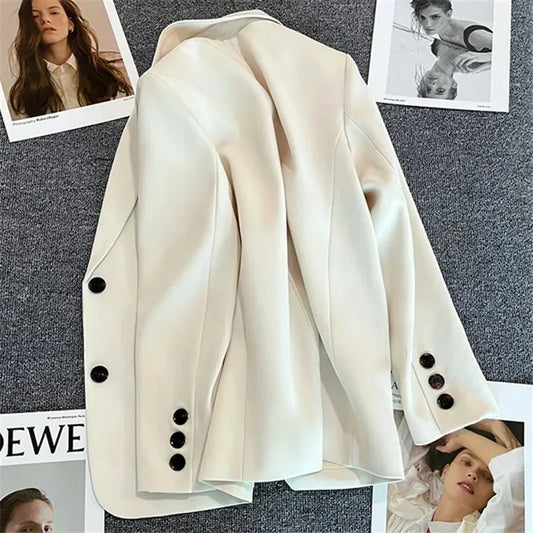 Elegant Office Lady Blazers for Women 2024 Fashion Long Sleeve Single Button Blazer Coats Female Top Suit Jackets Outerwears - Golden Bridge Store
