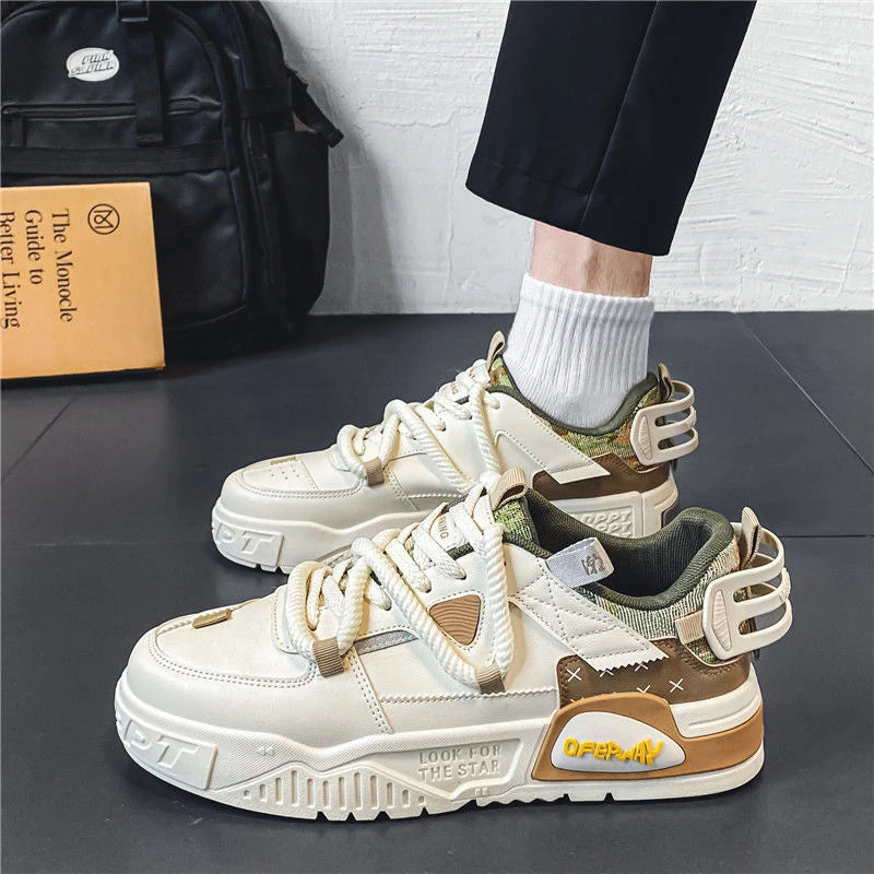 New Shoes for Men Sneakers Breathable Casual Fashionable Skateboard Shoes Male Low Top Platform Vulcanized Shoes Tenis Masculino - Golden Bridge Store