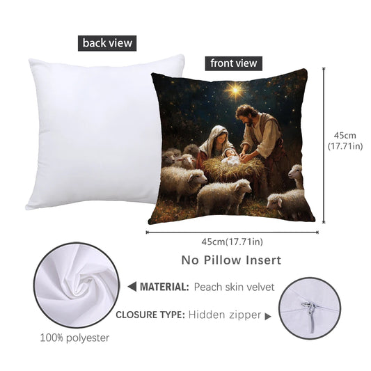 4/1PCS Christmas Throw Pillow Cover with Jesus Birth Design,45x45cm Soft Comfortable,forLiving Room SofasBedroom Christmas Decor