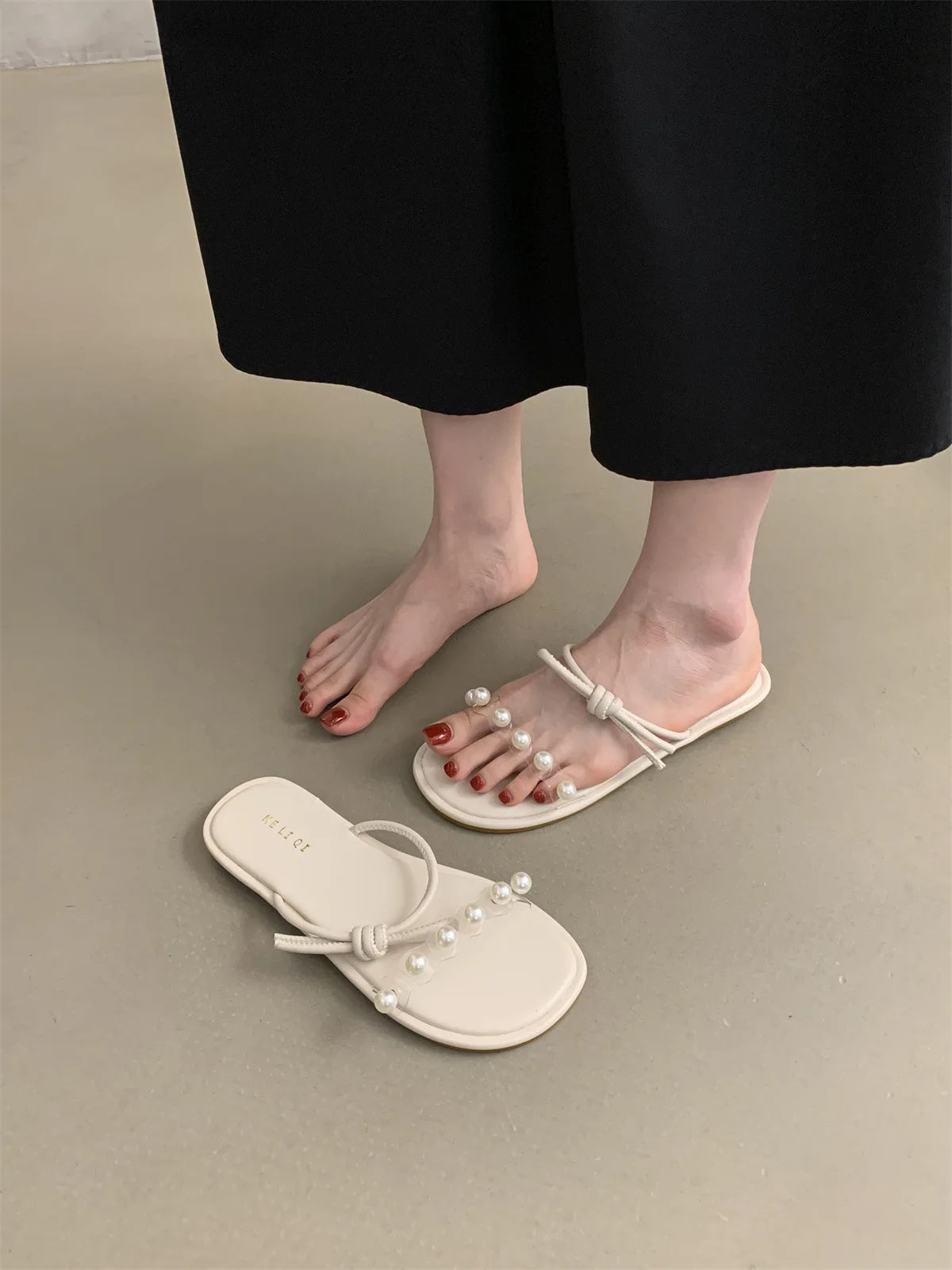 Plegie Sandale Transparente Perlenriemen - Anti Rutsch 3cm